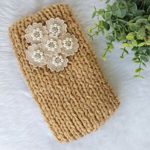 Knitted Rhinestone Flower Headband Earwarmer♥️
